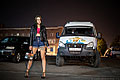 Ночная городская фотосъемка девушки с автомобилем Соболь 4х4